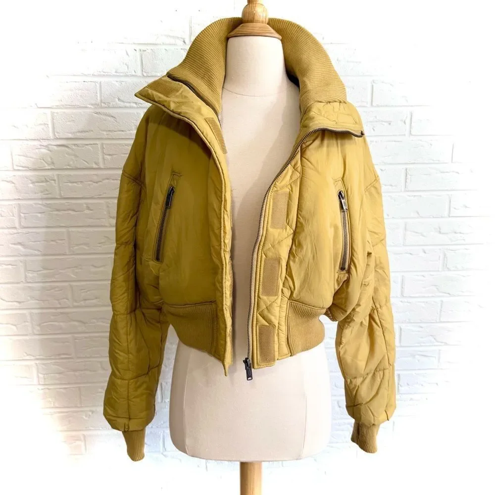 Free People Movement Boulder Babe Banded Mustard Puffer Size Small - Picture 4 of 9